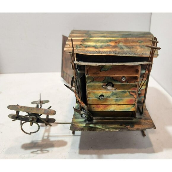 Vintage Hand Crafted Oxidized Copper Metal Airport Hanger Music Box Hong Kong - Picture 11 of 16